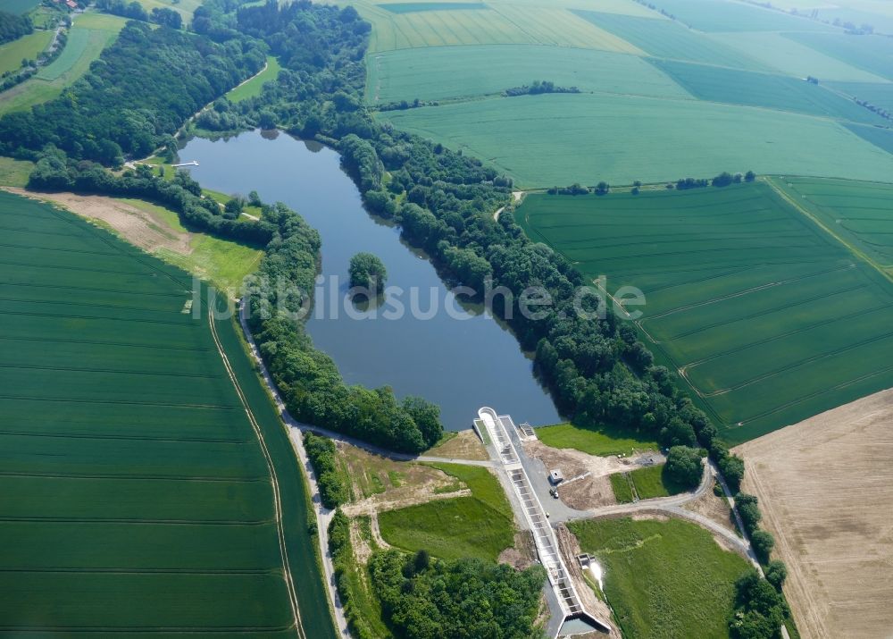 Friedland aus der Vogelperspektive: Wendebachstausee in Friedland im Bundesland Niedersachsen