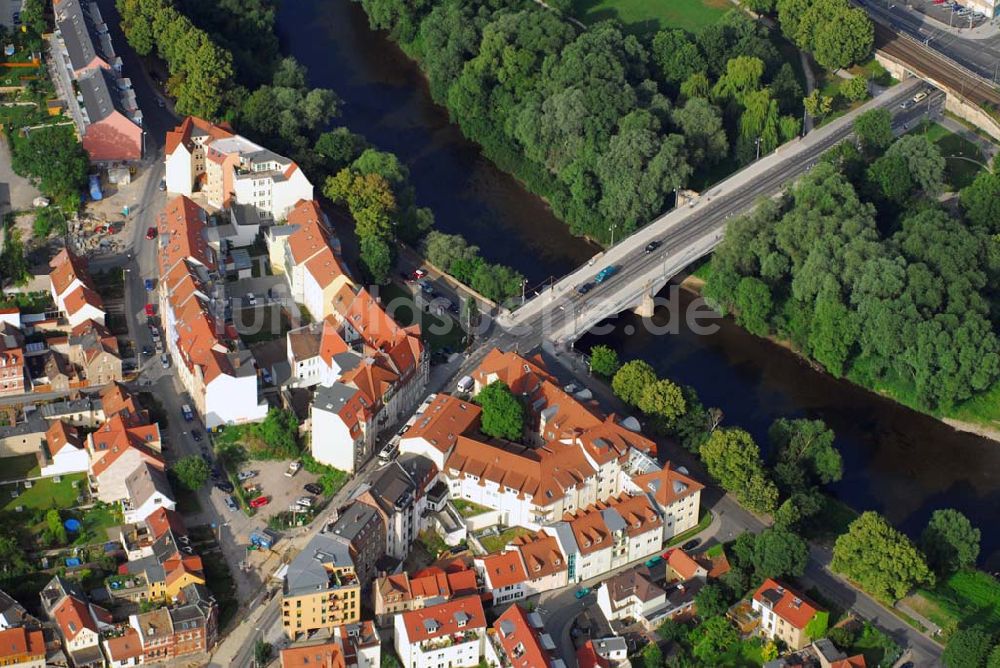 Luftaufnahme Jena - Wenigenjenaer Ufer mit Brücke