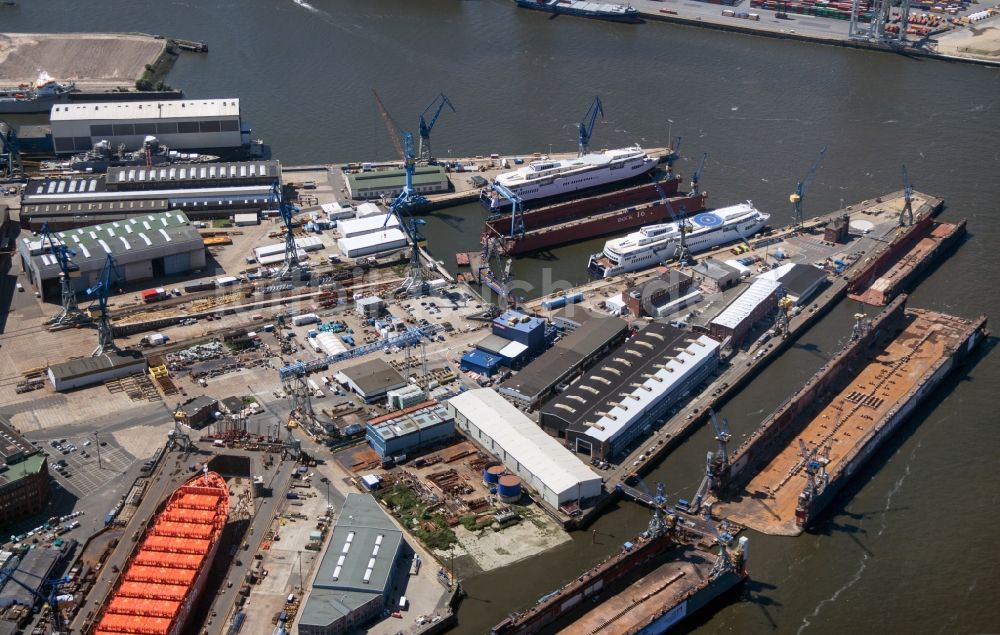 Luftaufnahme Hamburg - Werft im Hamburger Hafen