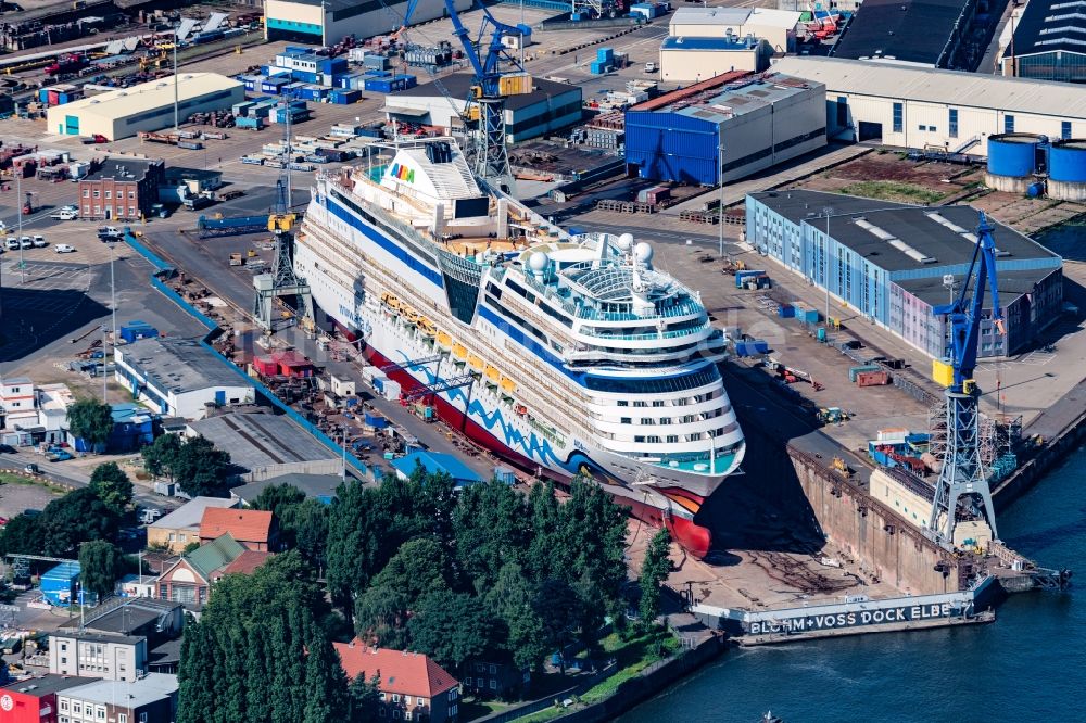 Hamburg aus der Vogelperspektive: Werftgelände der Blohm + Voss Dock Elbe in Hamburg, Deutschland