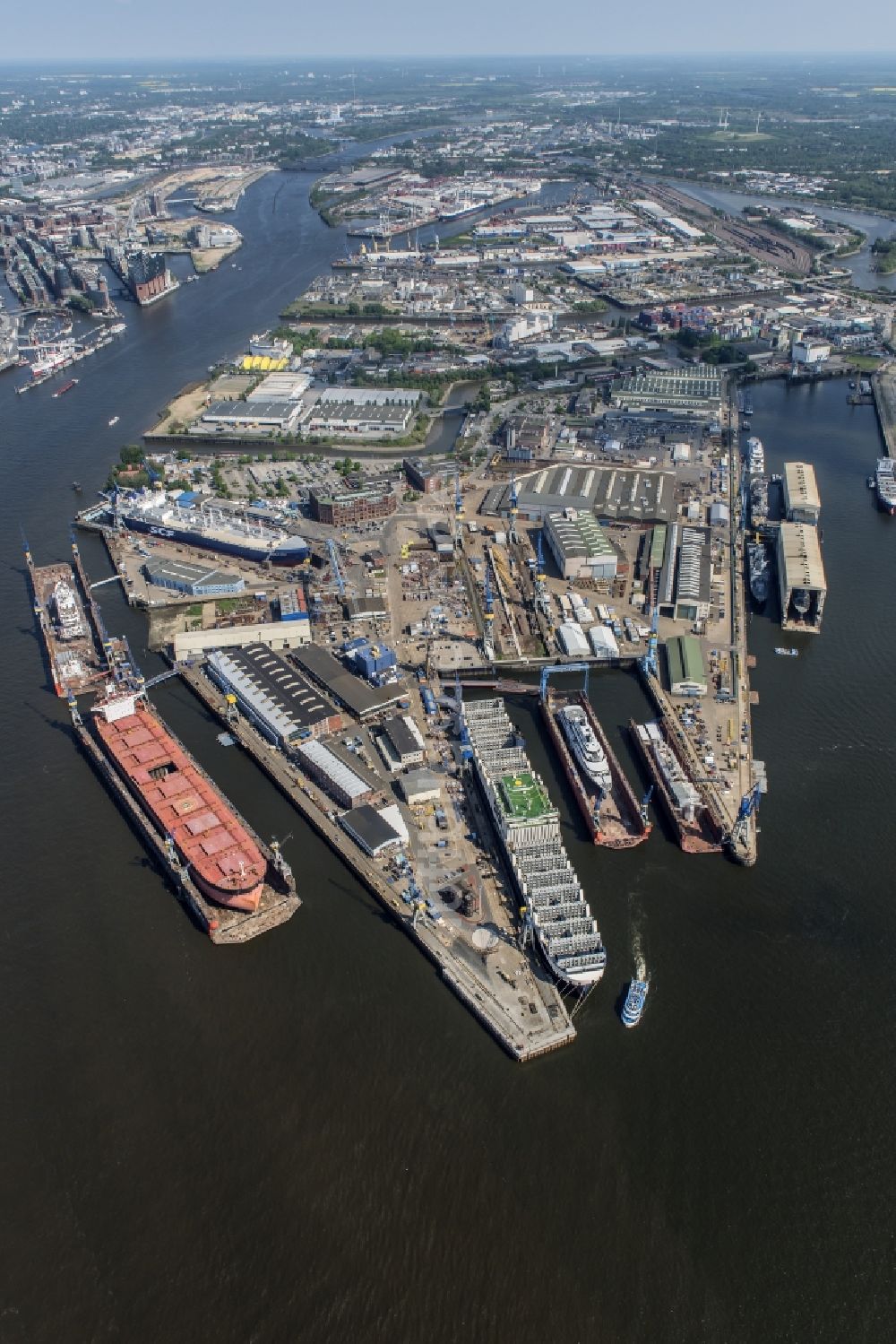 Luftbild Hamburg - Werftgelände der Blohm+Voss GmbH in Hamburg