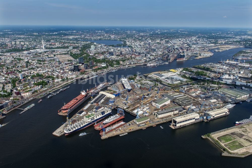 Hamburg von oben - Werftgelände der Blohm+Voss GmbH in Hamburg