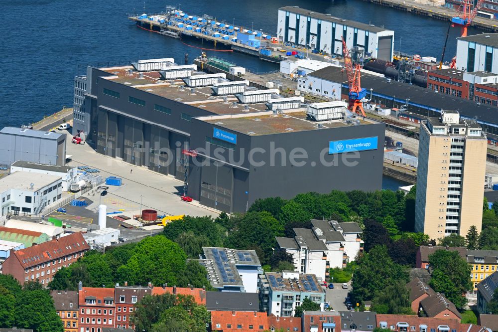 Kiel von oben - Werftgelände der Schiffswerft thyssenkrupp Marine Systems GmbH in Kiel im Bundesland Schleswig-Holstein, Deutschland