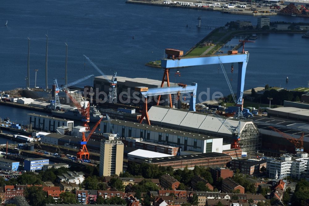 Kiel von oben - Werftgelände der ThyssenKrupp Marine Systems GmbH in Kiel im Bundesland Schleswig-Holstein