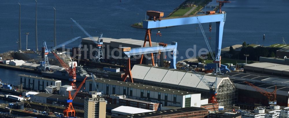 Kiel aus der Vogelperspektive: Werftgelände der ThyssenKrupp Marine Systems GmbH in Kiel im Bundesland Schleswig-Holstein