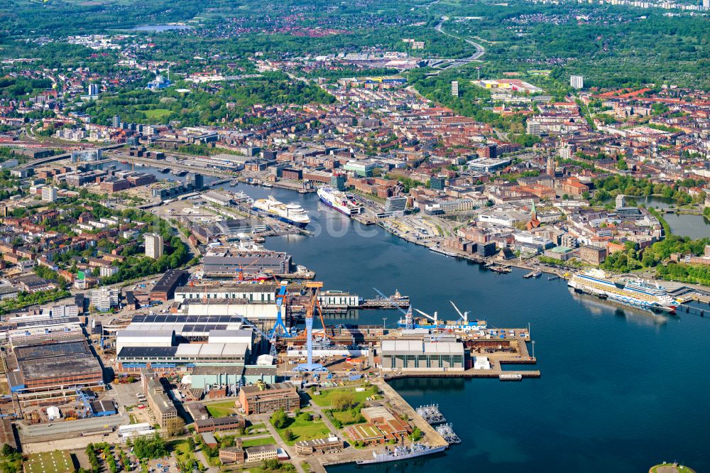 Luftbild Kiel - Werftgelände der thyssenkrupp Marine Systems GmbH in Kiel im Bundesland Schleswig-Holstein, Deutschland