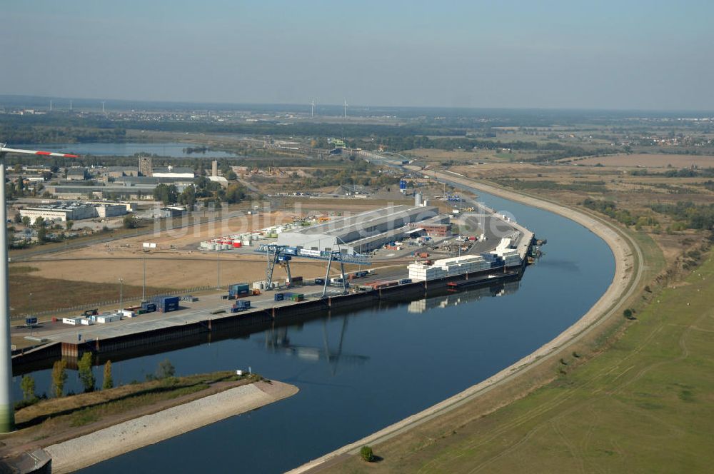 Luftbild Magdeburg - Werk der Enercon GmbH im Hanse-Hafen Magdeburg