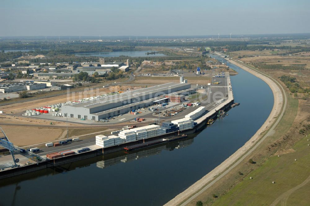 Magdeburg von oben - Werk der Enercon GmbH im Hanse-Hafen Magdeburg