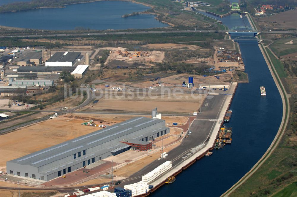 Luftbild Magdeburg - Werk der Enercon GmbH im Hanse-Hafen Magdeburg