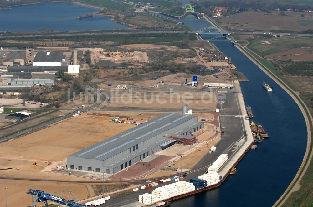 Luftaufnahme Magdeburg - Werk der Enercon GmbH im Hanse-Hafen Magdeburg