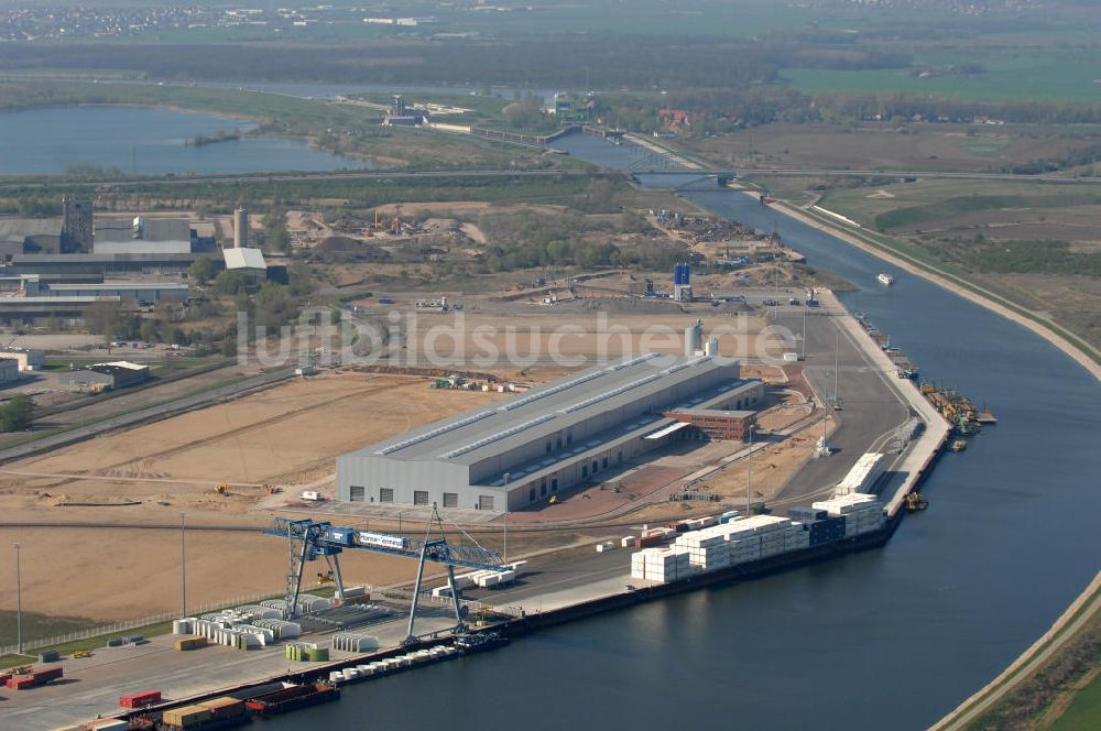 Magdeburg von oben - Werk der Enercon GmbH im Hanse-Hafen Magdeburg