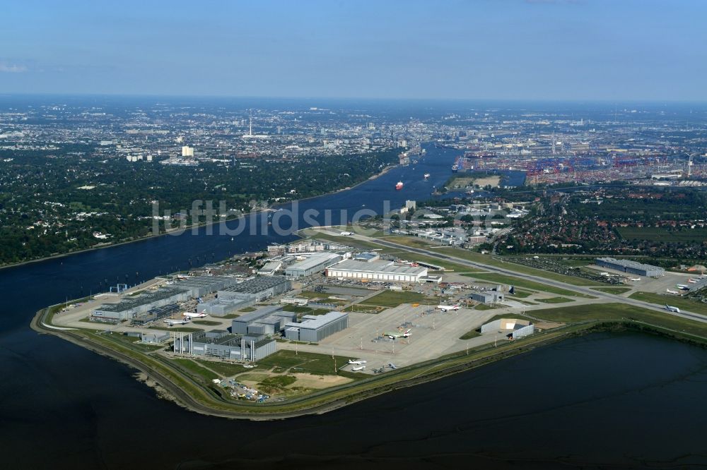 Luftbild Hamburg Finkenwerder - Werksgelände der Airbus Deutschland GmbH - Flugplatz Hamburg-Finkenwerder