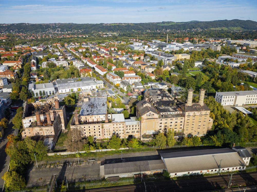 Dresden aus der Vogelperspektive: Werksgelände der alten Malzfabrik in Dresden im Bundesland Sachsen, Deutschland