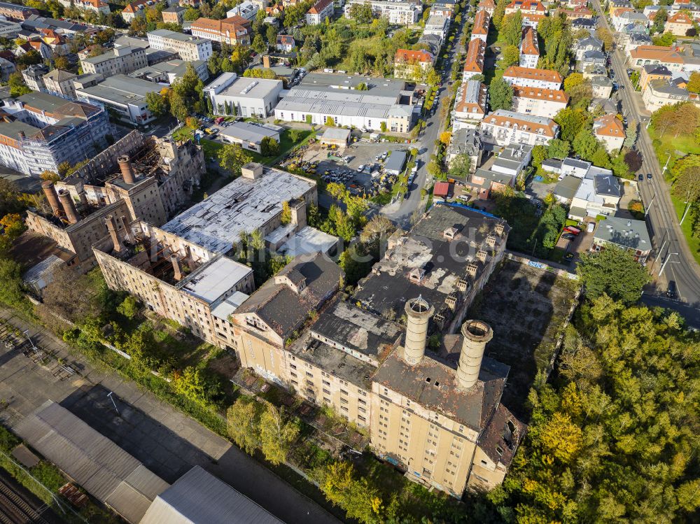 Dresden aus der Vogelperspektive: Werksgelände der alten Malzfabrik in Dresden im Bundesland Sachsen, Deutschland