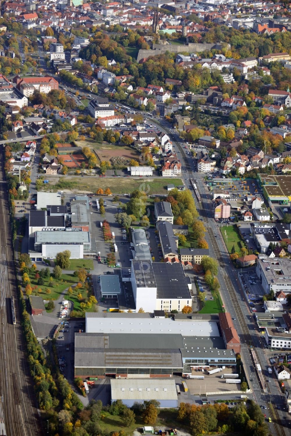 Luftaufnahme Bielefeld - Werksgelände der Dr. August Oetker KG in Bielefeld im Bundesland Nordrhein-Westfalen