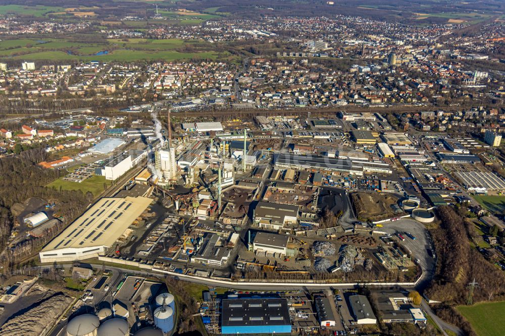 Lünen aus der Vogelperspektive: Werksgelände der Aurubis AG in Lünen im Bundesland Nordrhein-Westfalen, Deutschland