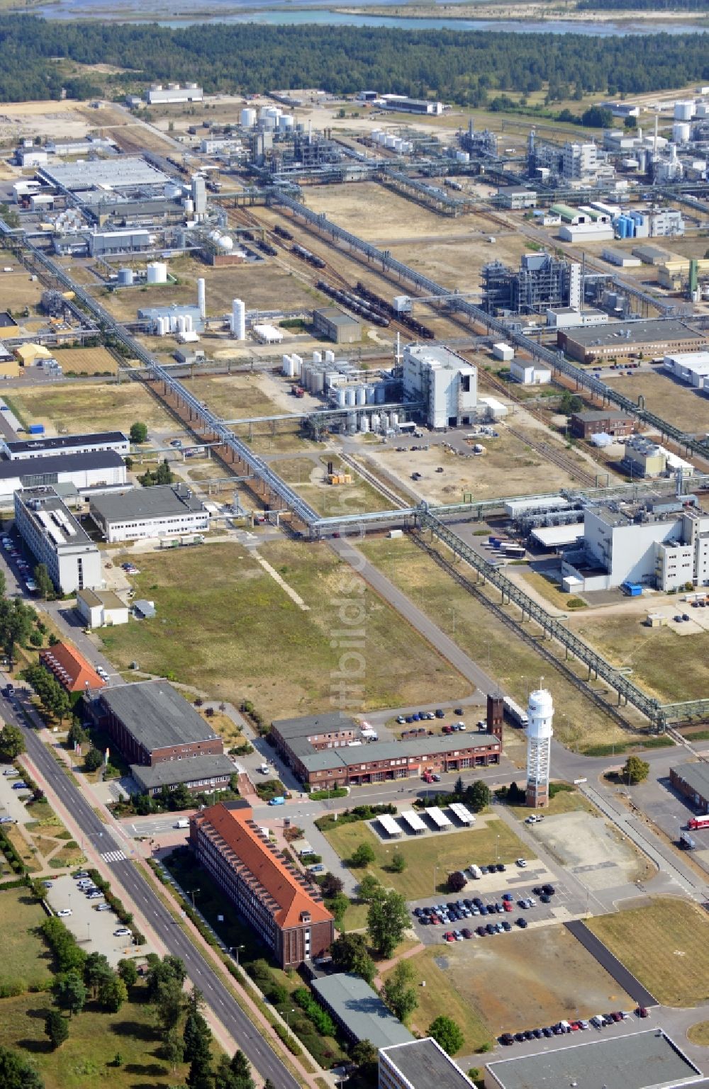 Schwarzheide von oben - Werksgelände der BASF Schwarzheide GmbH im Bundesland Brandenburg