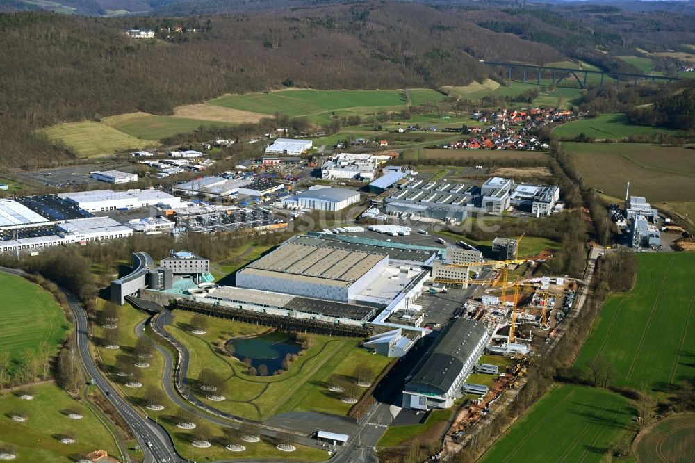 Melsungen von oben - Werksgelände der B. Braun Melsungen AG in Melsungen im Bundesland Hessen