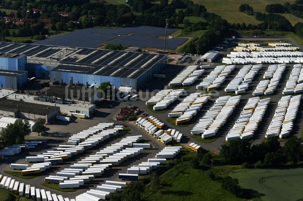 Lübtheen von oben - Werksgelände der Brüggen Fahrzeugwerk & Service GmbH an der Geschwister-Scholl-Straße in Lübtheen im Bundesland Mecklenburg-Vorpommern