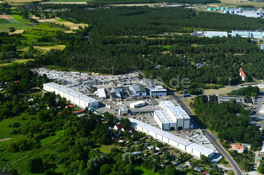 Schwedt/Oder aus der Vogelperspektive: Werksgelände der BUTTING Anlagenbau GmbH & Co. KG an der Kuhheide im Ortsteil Vierraden in Schwedt/Oder im Bundesland Brandenburg, Deutschland