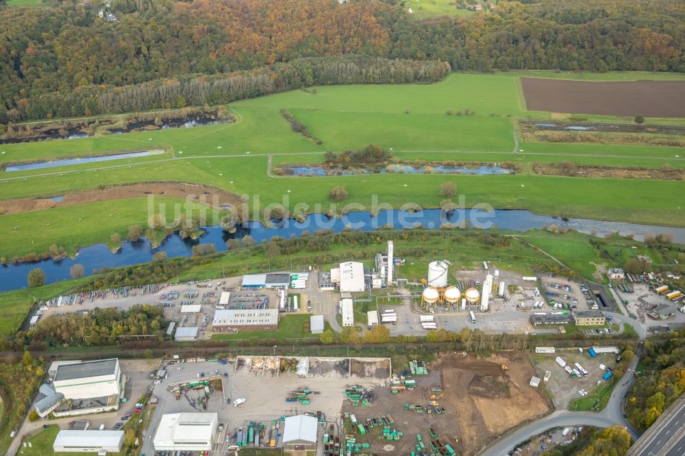 Hattingen aus der Vogelperspektive: Werksgelände des Chemieproduzenten Air Products GmbH An der Kost in Hattingen im Bundesland Nordrhein-Westfalen, Deutschland