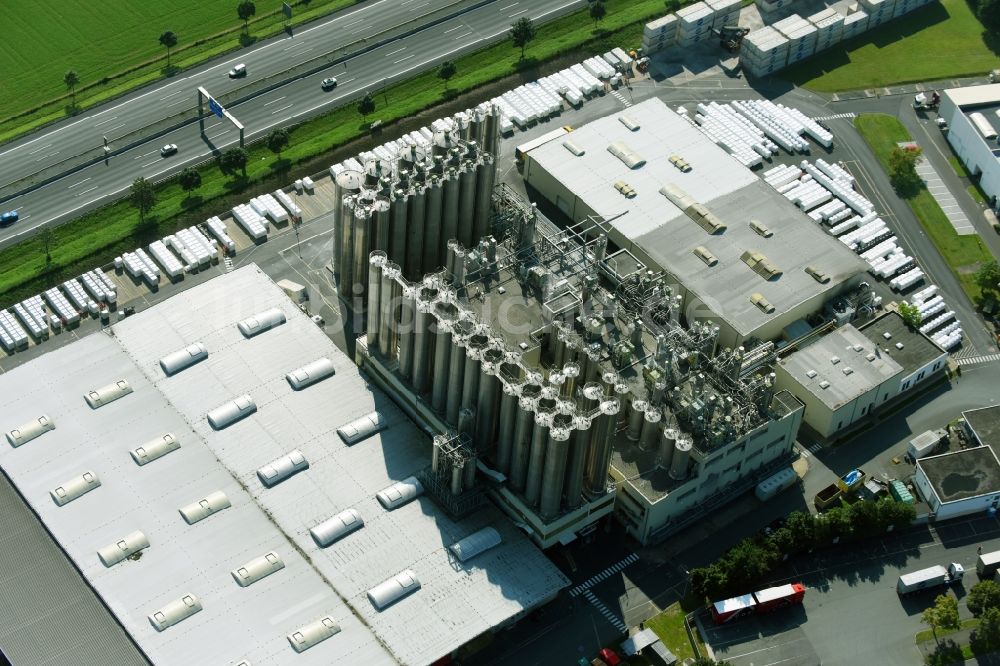 Bayreuth von oben - Werksgelände des Chemieproduzenten LyondellBasell an der Weiherstraße in Bayreuth im Bundesland Bayern, Deutschland