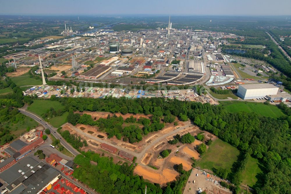 Luftaufnahme Marl - Werksgelände der Chemische Werke, Standort von Degussa und EVONIK in Marl im Bundesland Nordrhein-Westfalen