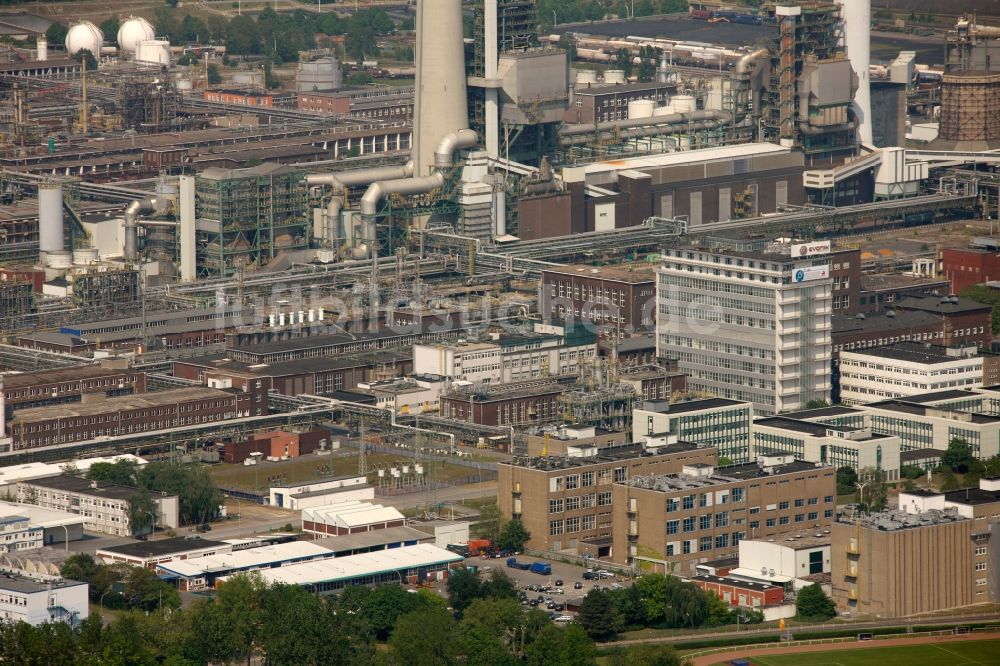 Marl aus der Vogelperspektive: Werksgelände der Chemische Werke, Standort von Degussa und EVONIK in Marl im Bundesland Nordrhein-Westfalen