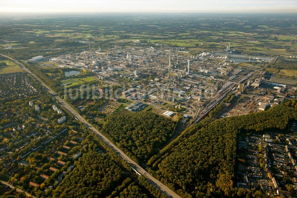 Marl von oben - Werksgelände der Chemische Werke, Standort von Degussa und EVONIK in Marl im Bundesland Nordrhein-Westfalen