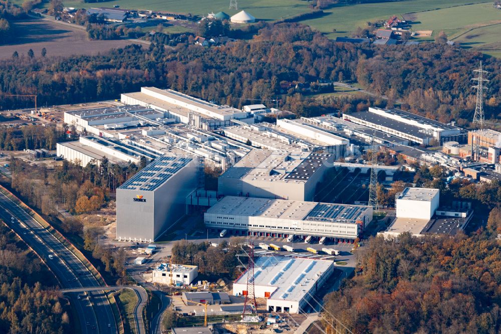 Halle (Westfalen) aus der Vogelperspektive: Werksgelände Condetta GmbH & Co. KG Storck Industrie-Service in Halle (Westfalen) im Bundesland Nordrhein-Westfalen, Deutschland