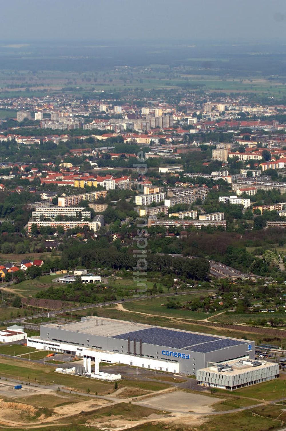 FRANKFURT / ODER von oben - Werksgelände der Conergy SolarModule in Frankfurt / Oder