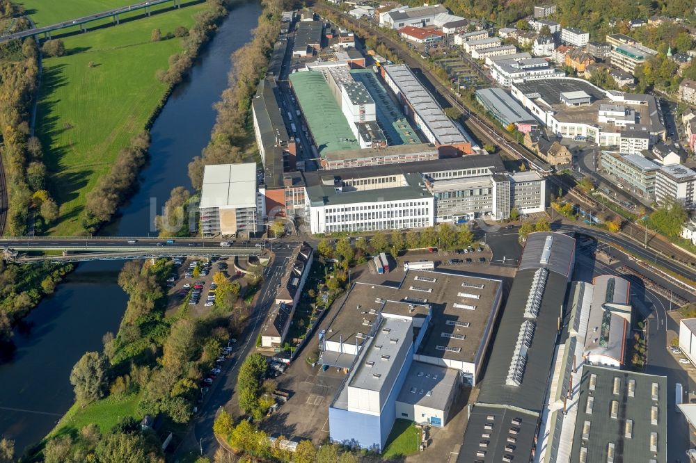 Luftaufnahme Wetter (Ruhr) - Werksgelände der Demag Cranes & Components GmbH an der Ruhrstraße im Ortsteil Volmarstein in Wetter (Ruhr) im Bundesland Nordrhein-Westfalen, Deutschland