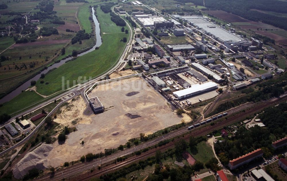 Luftaufnahme Guben - Werksgelände der der Megaflex Schaumstoff GmbH in Guben im Bundesland Brandenburg, Deutschland