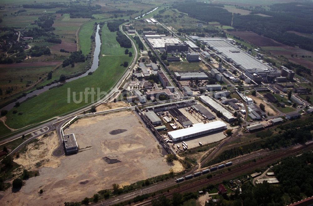 Guben aus der Vogelperspektive: Werksgelände der der Megaflex Schaumstoff GmbH in Guben im Bundesland Brandenburg, Deutschland