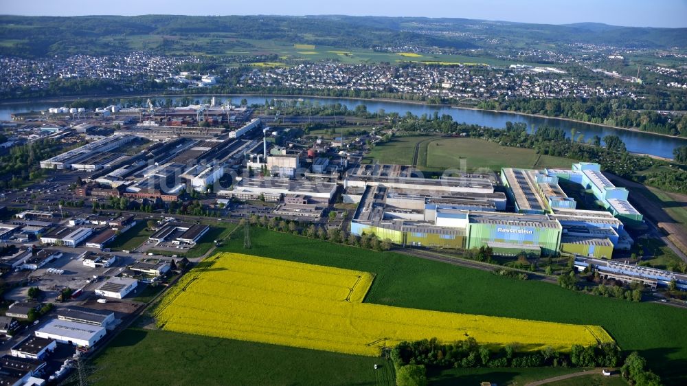 Andernach von oben - Werksgelände der der thyssenkrupp Rasselstein GmbH in Andernach im Bundesland Rheinland-Pfalz, Deutschland