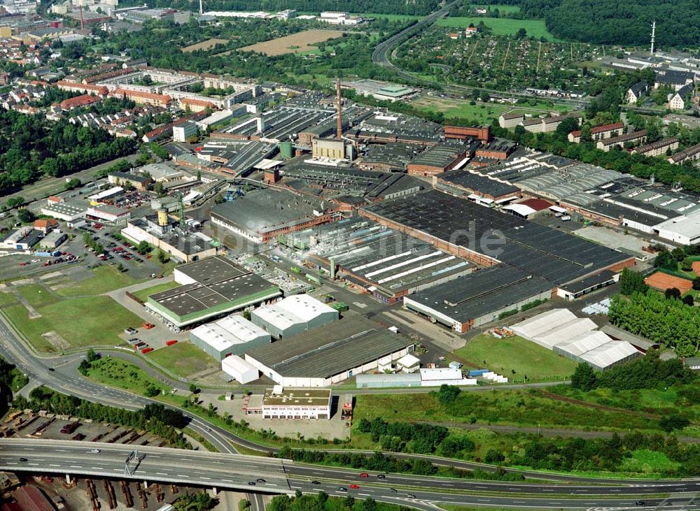 Luftaufnahme Hanau / Hessen - Werksgelände der DUNLOP GmbH an der Dunlopstraße 2 in 63450 Hanau. (Tel.: 06181-6801).