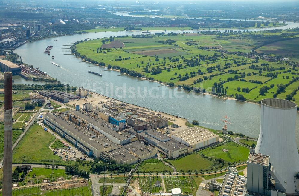 Duisburg aus der Vogelperspektive: Werksgelände der ehemaligen Papierfabrik Norske Skog und der Papierfabrik Haindl im Ortsteil Walsum in Duisburg im Bundesland Nordrhein-Westfalen - NRW, Deutschland