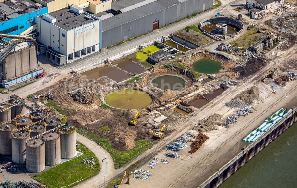 Luftaufnahme Duisburg - Werksgelände der ehemaligen Papierfabrik Norske Skog und der Papierfabrik Haindl im Ortsteil Walsum in Duisburg im Bundesland Nordrhein-Westfalen - NRW, Deutschland