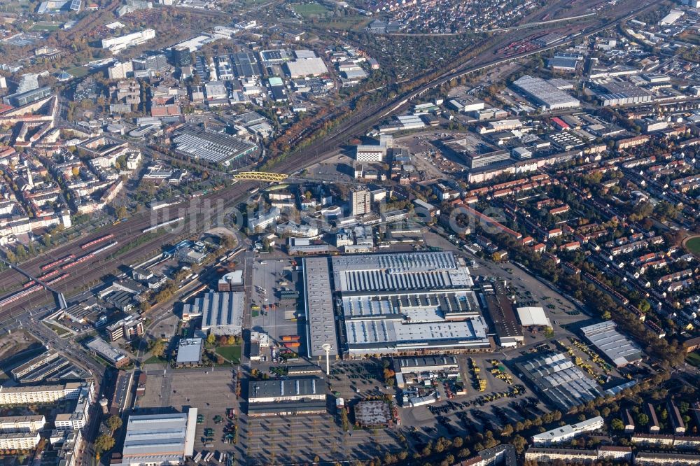 Mannheim aus der Vogelperspektive: Werksgelände der ehemaligen Traktorenfabrik Lanz (John Deere) im Ortsteil Lindenhof in Mannheim im Bundesland Baden-Württemberg, Deutschland