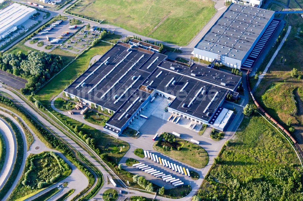 Luftbild Wörth am Rhein - Werksgelände der Europack GmbH im Ortsteil Industriegebiet Wörth-Oberwald in Wörth am Rhein im Bundesland Rheinland-Pfalz, Deutschland