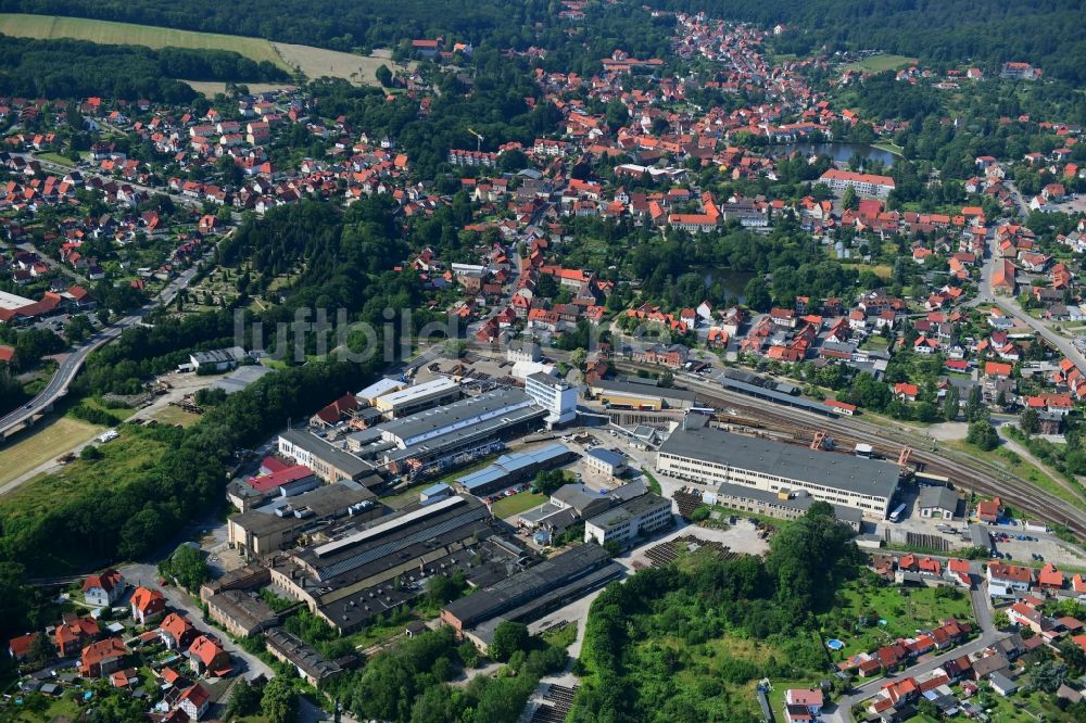 Ilsenburg (Harz) von oben - Werksgelände der Fürst Stolberg Hütte GmbH i.G. an der Alte Schmiedestraße in Ilsenburg (Harz) im Bundesland Sachsen-Anhalt, Deutschland