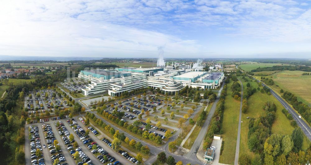 Dresden aus der Vogelperspektive: Werksgelände der GLOBALFOUNDRIES Management Services Limited Liability Company & Co. KG in Dresden im Bundesland Sachsen, Deutschland