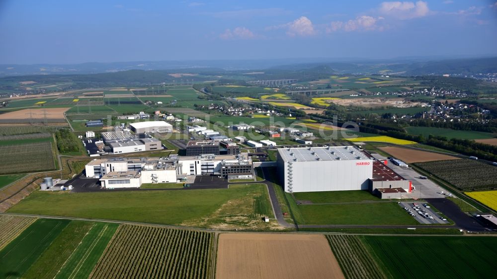 Grafschaft von oben - Werksgelände der Haribo GmbH in Grafschaft im Bundesland Rheinland-Pfalz, Deutschland