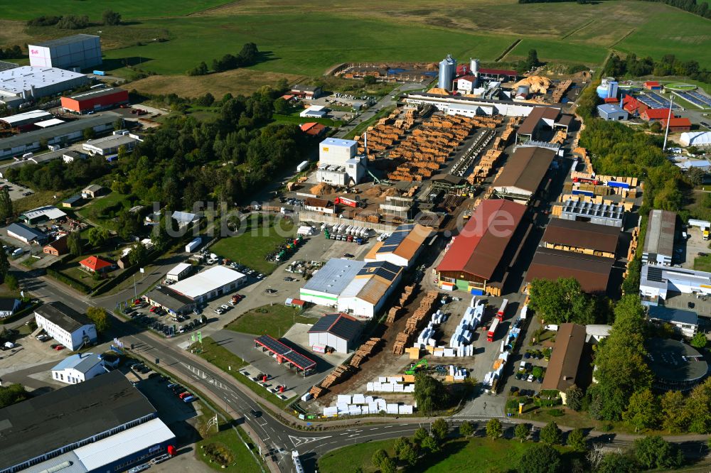 Hagenow aus der Vogelperspektive: Werksgelände der HMS Holzindustrie Hagenow GmbH in Hagenow im Bundesland Mecklenburg-Vorpommern, Deutschland