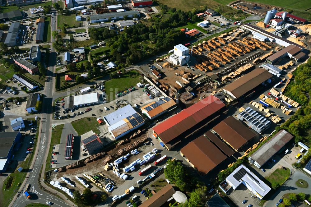 Hagenow aus der Vogelperspektive: Werksgelände der HMS Holzindustrie Hagenow GmbH in Hagenow im Bundesland Mecklenburg-Vorpommern, Deutschland