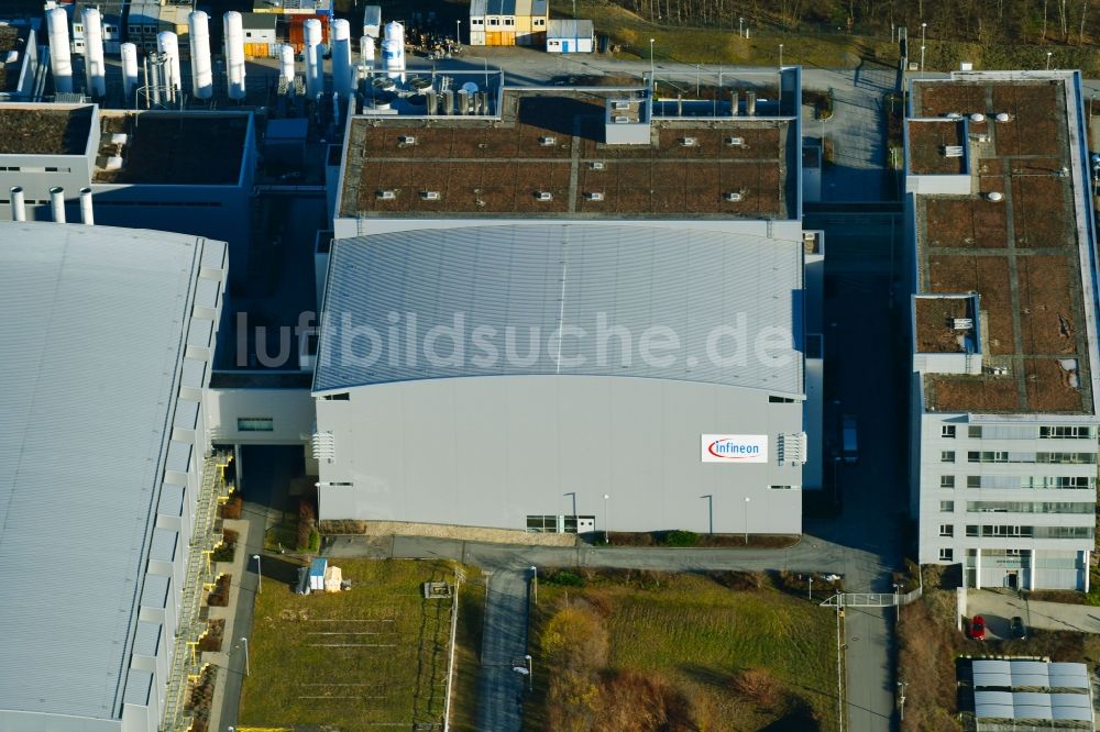 Luftaufnahme Dresden - Werksgelände der Infineon Technologies Dresden GmbH im Ortsteil Klotzsche in Dresden im Bundesland Sachsen, Deutschland