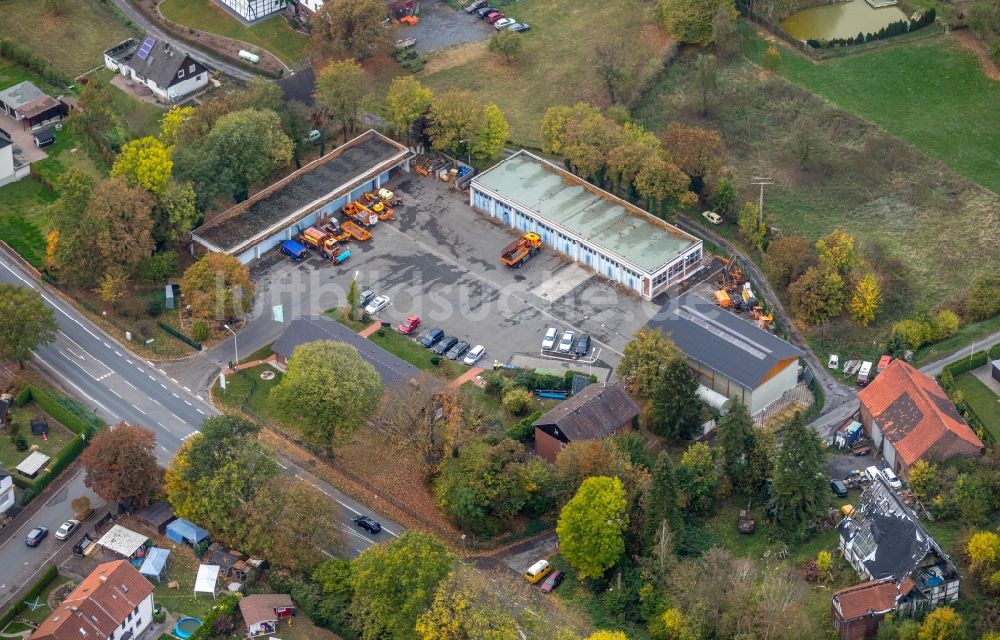 Bönen von oben - Werksgelände des Landesbetrieb Strassenbau NRW Strassenmeisterei Unna in Bönen im Bundesland Nordrhein-Westfalen, Deutschland