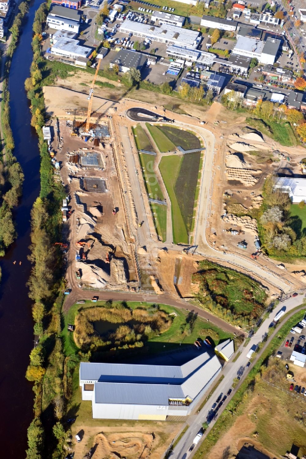 Hamburg aus der Vogelperspektive: Werksgelände der LZN Laser Zentrum Nord GmbH im Ortsteil Bergedorf in Hamburg, Deutschland