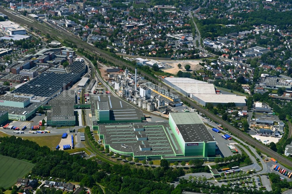 Luftaufnahme Gütersloh - Werksgelände der Miele & Cie. KG an der Carl-Miele-Straße im Ortsteil Spexard in Gütersloh im Bundesland Nordrhein-Westfalen, Deutschland