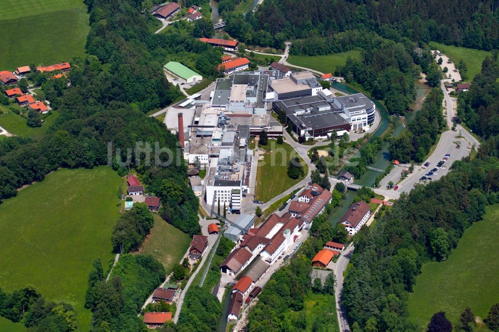 Luftaufnahme Gmund am Tegernsee - Werksgelände der Papierfabrik Louisenthal GmbH in Gmund am Tegernsee im Bundesland Bayern, Deutschland